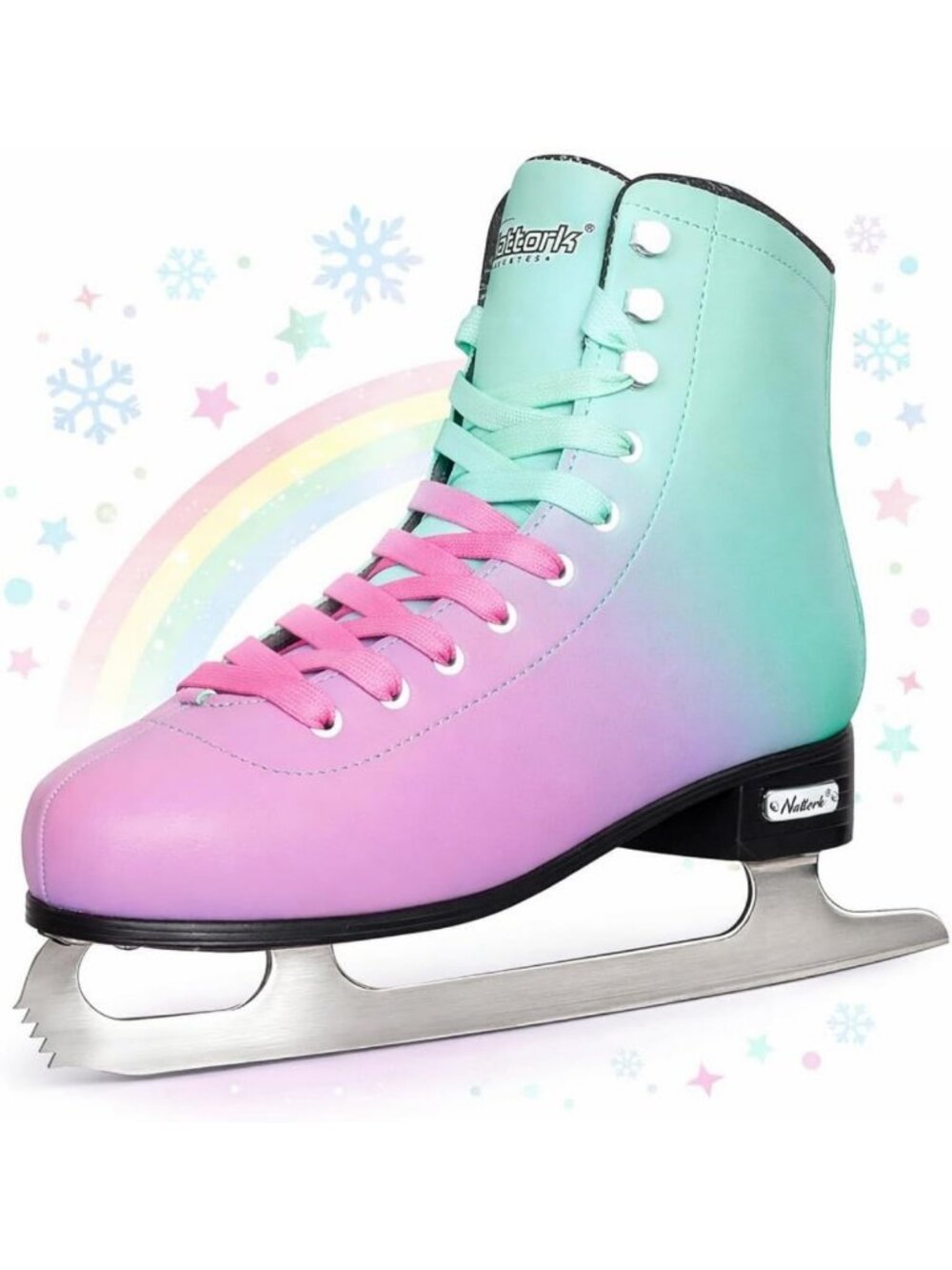 Premium Ice Figure Skates with Stainless Steel Blades, Enhanced Support